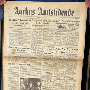 Antique Original Danish Newspaper – Aarhus Amtstidende, March 19, 1945