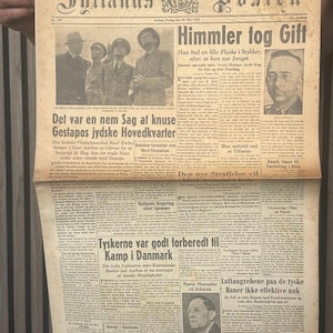 Original 1945 Danish WWII Newspaper – “Himmler Took Poison” – Jyllands-Posten – Rare Historic Artifact