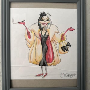 Set of 4 Disney and Pixar themed art pieces for home. Colored pencil handmade drawings not traced framed ready to ship!