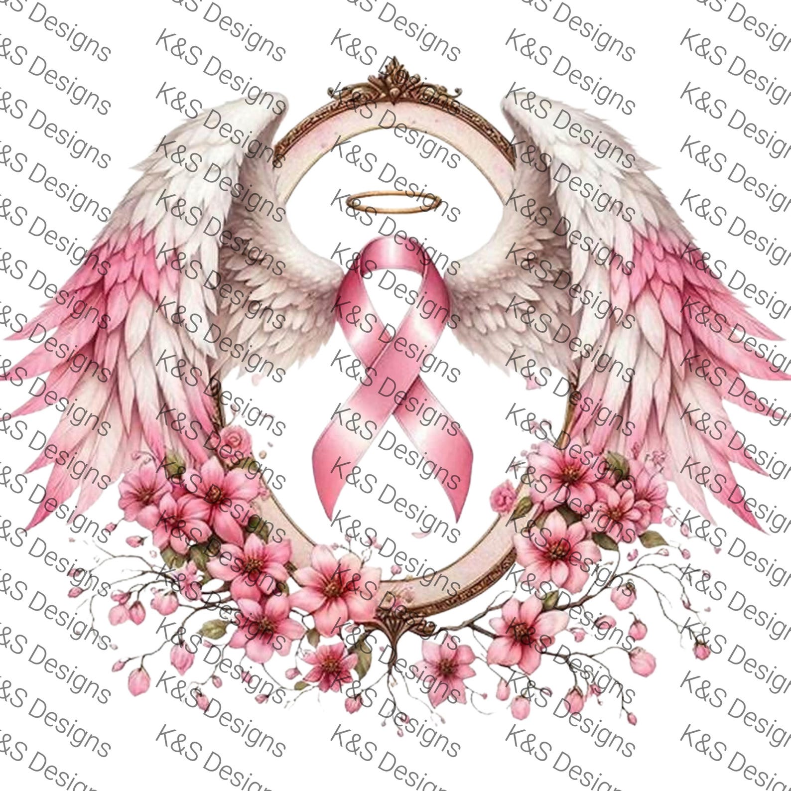 Pink Ribbon Angel Wings PNG Bundle: Breast Cancer Awareness (digital ...