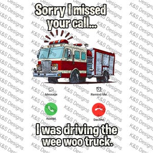 Rolig brandmanstryck: "Wee Woo Truck" Humor (digital nedladdning)