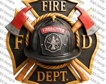 3 Feuerwehrmann Emblem PNG-Bundle | Malteser Kreuz Feuerwehr Abzeichen | Feuerwehr Digitale Downloads