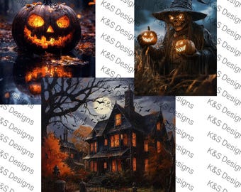 Bundle PNG Halloween hanté - citrouille d'Halloween, sorcière, maison hantée - clipart horreur gothique