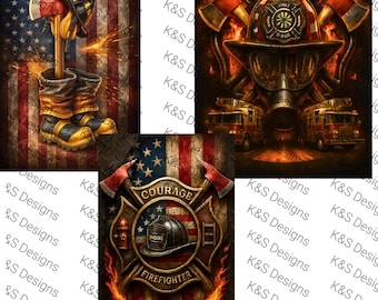 Firefighter Tribute PNG Bundle | Heroic Digital Art for Sublimation, Printables & Apparel