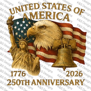 Amerikas 250-årsjubileumskonst: Patriot Eagle, Frihetsgudinnan (digital nedladdning, PDF, JPEG, PNG) bild 2