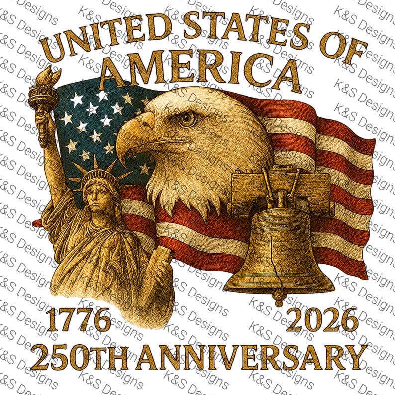 Amerikas 250-årsjubileumskonst: Patriot Eagle, Frihetsgudinnan (digital nedladdning, PDF, JPEG, PNG) bild 2