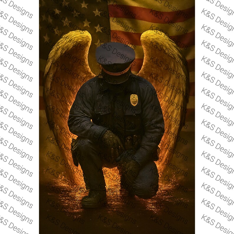 Police Angel Frontline Heroes Tribute PNG: Angel Wings Patriotic Digital Art ...
