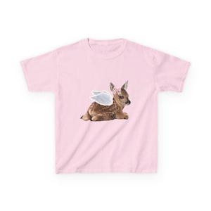 Coquette Angel Deer Baby Tee - Whimsical Angel Fawn Baby Tee - Cute Animal Shirt