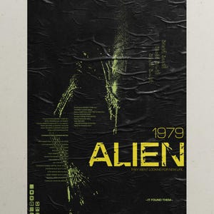 Póster de la película Alien: arte mural de terror y ciencia ficción, lámina de 1979, decoración retro de cine, Ridley Scott, obra de arte xenomorfo, regalo para cinéfilos.
