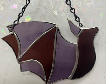 Attrape-soleil chauve-souris en vitrail fait main - Décoration de fenêtre violette