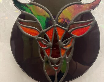 Attrape-soleil Baphomet - Suspension de vitrail fait main