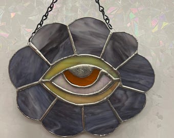 Attrape-soleil en vitrail floral - Art pour fenêtre fait main