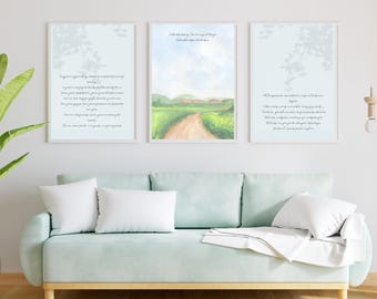 İlham Verici Duvar Dekoru Seti / Aile ve Sevgi Mesajlı 3 Poster / Dijital Sulu Boya Posterler / Yazılı Ev Dekoru / Decorazione con stampa murale in Turchia