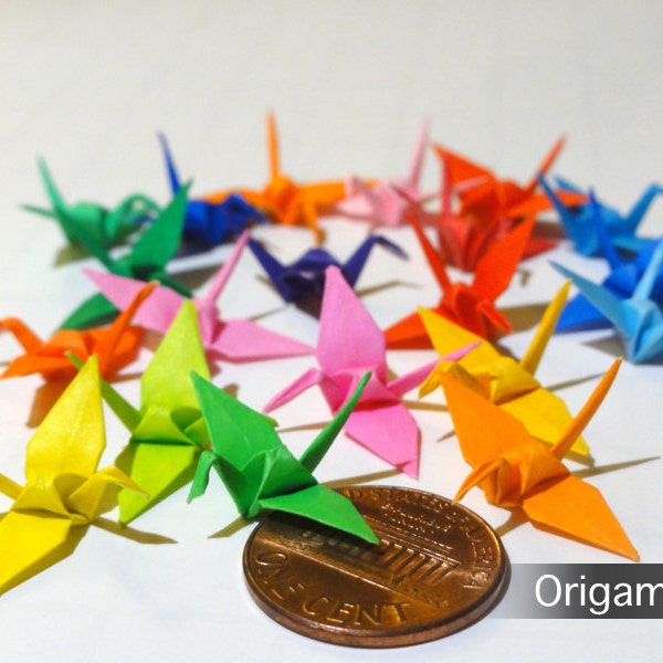 20 tiny (1 in.) Cranes in Rainbow Gradation of 20-solid colors