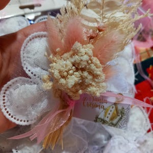 Bomboniera con confetti per matrimoni, cresima, comunione o battesimo fiori veri