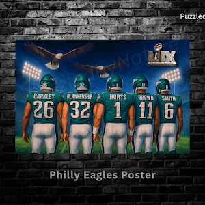 Philadelphia Football Fan Art Poster | Super Bowl LIX-Inspired Print | Green Jersey Wall Art | Sports Room Decor | Eagles Fan Gift