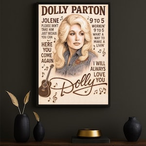Dolly-Inspired Digital Wall Art | Vintage Country Music Print | Retro Song Lyric Poster Download