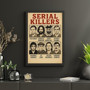 Serial Killers Digital Art Print | True Crime Wall Art | Vintage Style Printable Poster | Instant Download