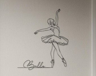 Personalized Ballerina Wall Decor with Custom Name Metal Ballet Dancer Silhouette Art for Girls Bedroom Studio or Dance Recital Gift