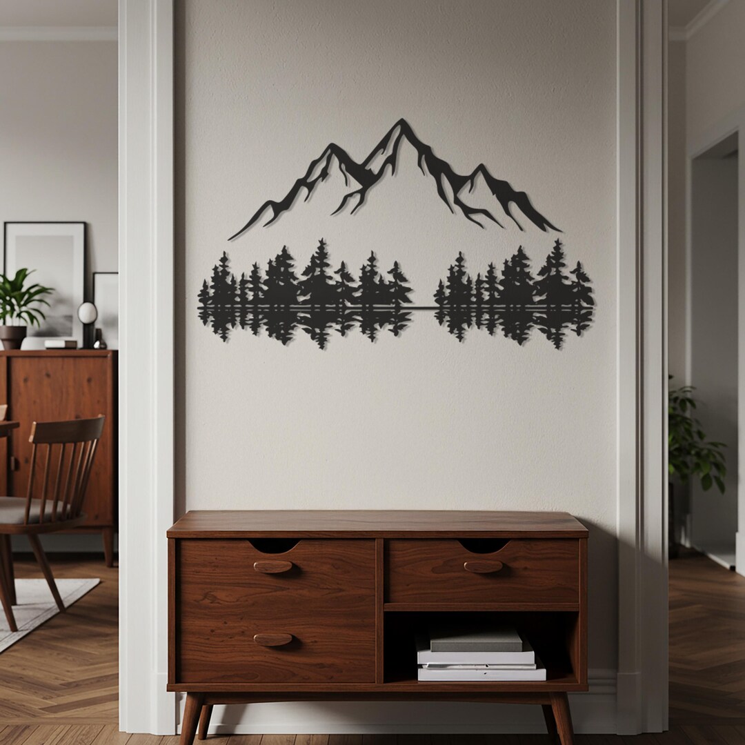 Mountain Wall Art Metal Landscape Wall Decor for Nature Lovers, Forest ...