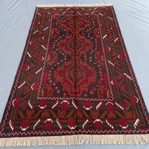 Antique Unique Collectors Piece 3,9x6,2 Area Rug-Afghan Handmade Natural Wool Rug-Authentic Vintage Baluchi Rug Washable Rug For Livingroom