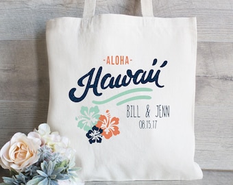 Wedding Welcome Tote, Hola Amigo Tote Bag, Wedding Tote Bag, Hotel Guest Bag,  Hawaii Wedding Aloha, Customize for FREE, tote bag