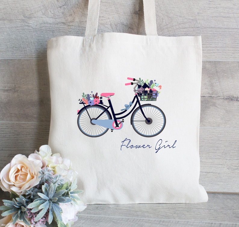 Wedding Favor Bag Floral Bike Gift for Ring Bearer Flower Girl Bag Wedding Welcome Bag Flower Girl Tote Bag Wedding Tote Bag