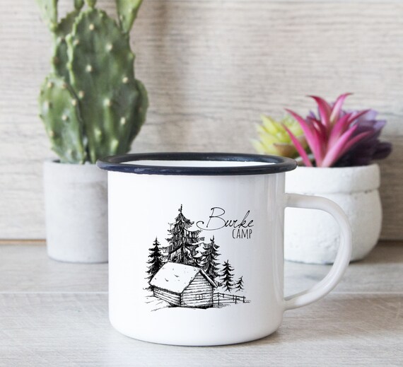 Taza De Vacaciones Camping Jardinería Retro Tin Esmalte Taza de Café Festival de Navidad