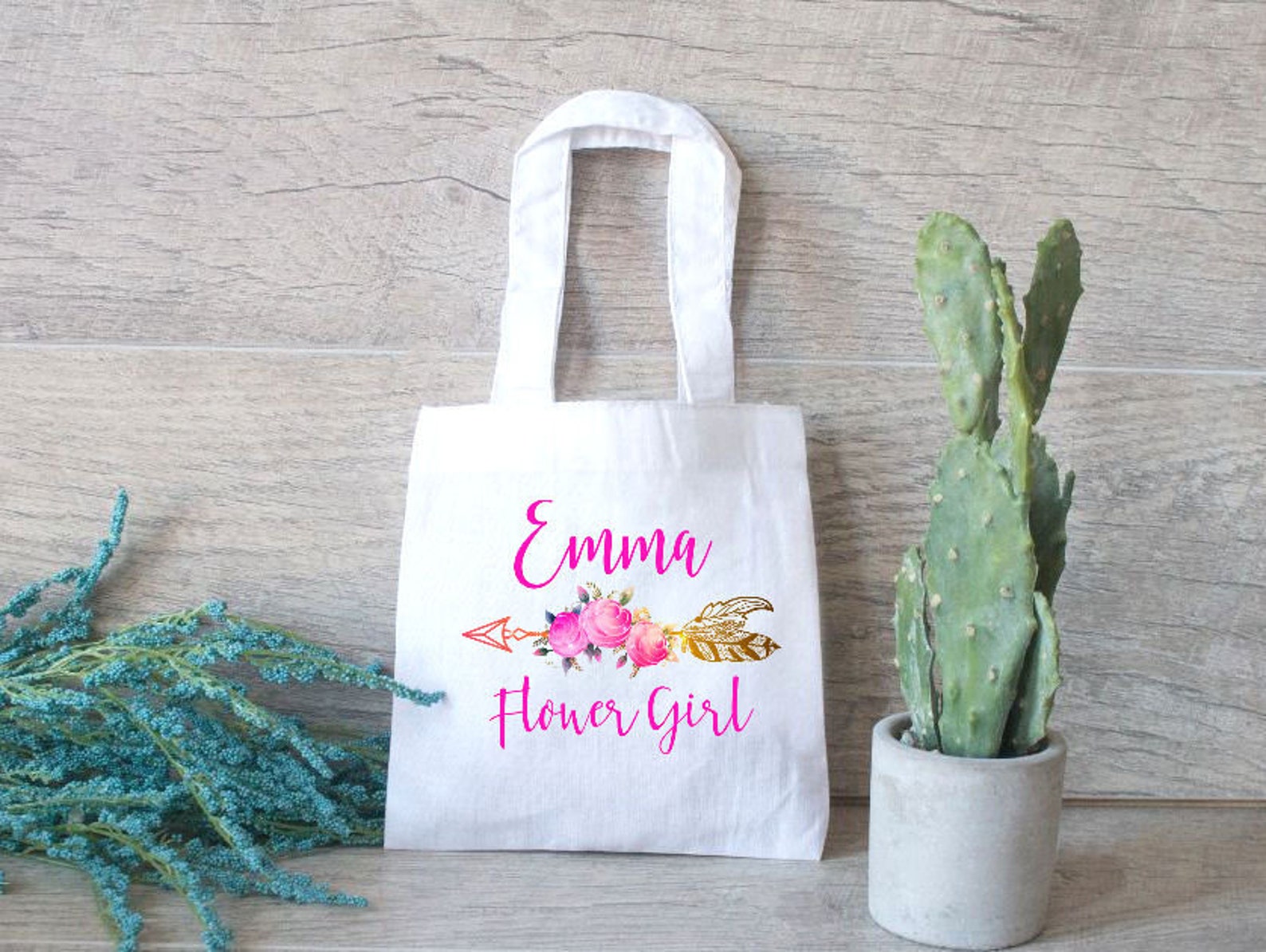 Flower Girl Gift Bag Personalized Gift Bag Arrow Flowers Etsy