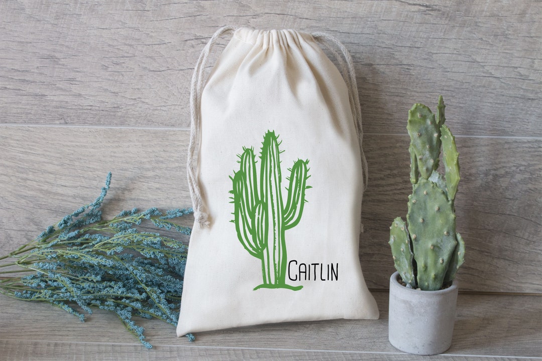 Cactus Gift Bag Favor Bag With Cactus and Name Bridesmaid Etsy