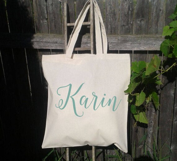 Items similar to Bridesmaid Tote Bag, Tote bag with name, Personalized ...