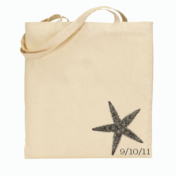 50  Wedding Welcome Bags- Gift Bag - Wedding Gift Bag - Personalized Wedding Tote - Starfish with Wedding Date