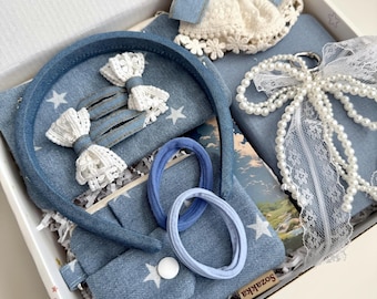 Blue Denim Gift Box – Custom Aesthetic for Friend – Set for Women, Teen Girls – Personalized Gift for Her – Cute Stationery & Accessories