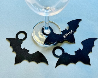 Bat Wine Glass Markers - Till We Are Ghosts Wine Tags - Halloween Bat Wine Tags - Goth Wedding - Emo Party - Till Death Do Us Party