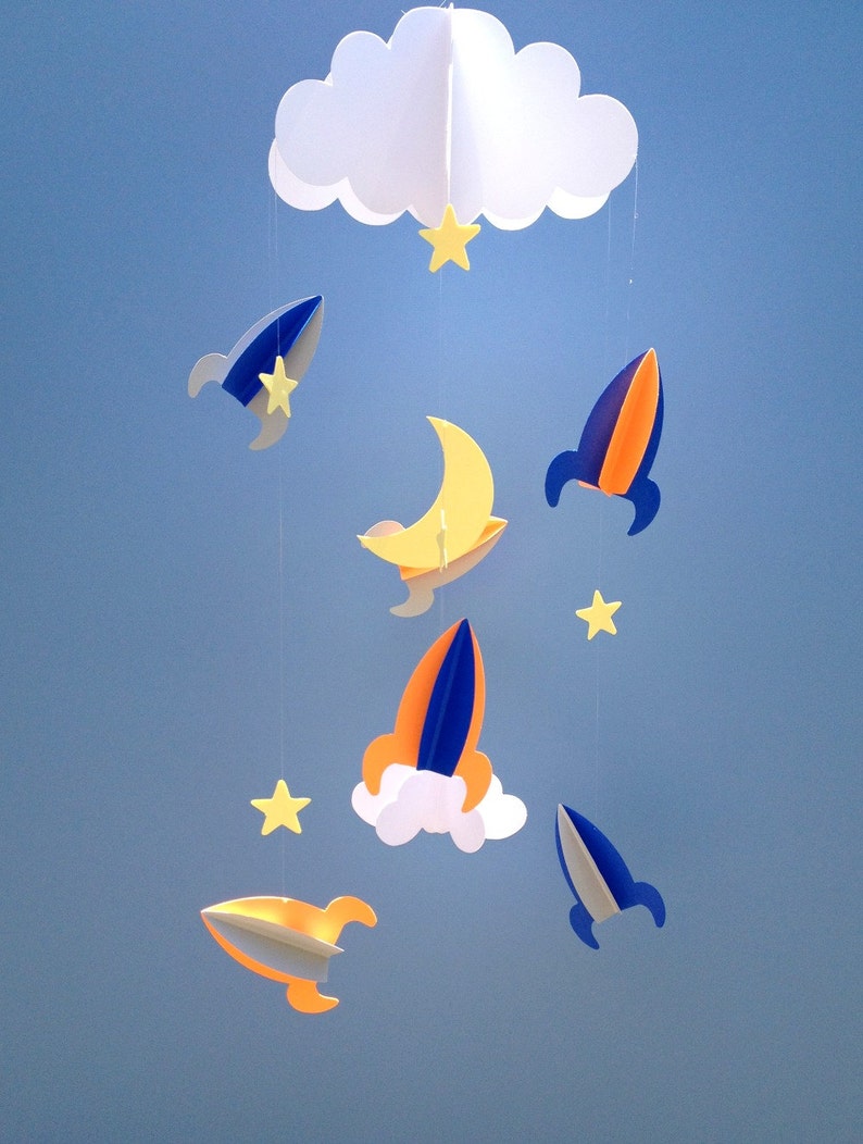 Baby Mobile Rockets and Stars Hanging/space Mobile/baby Etsy
