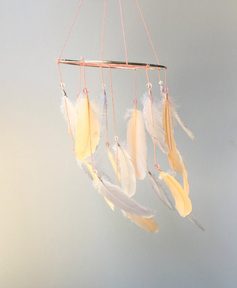 Feather Mobile Baby Mobile Dream Catcher Mobile Peach and Etsy