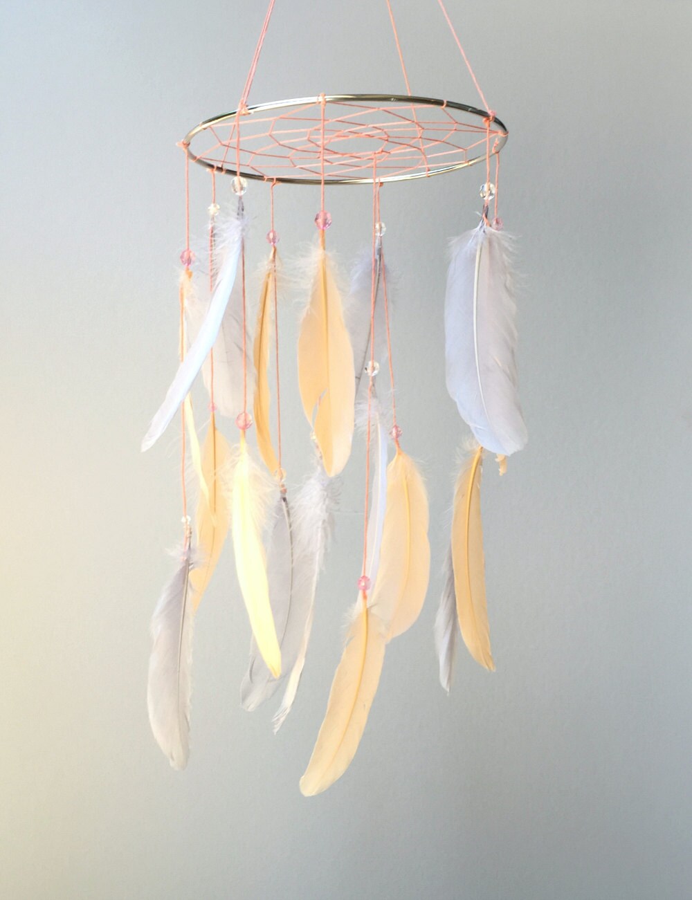 Feather Mobile Baby Mobile Dream Catcher Mobile Peach and Etsy