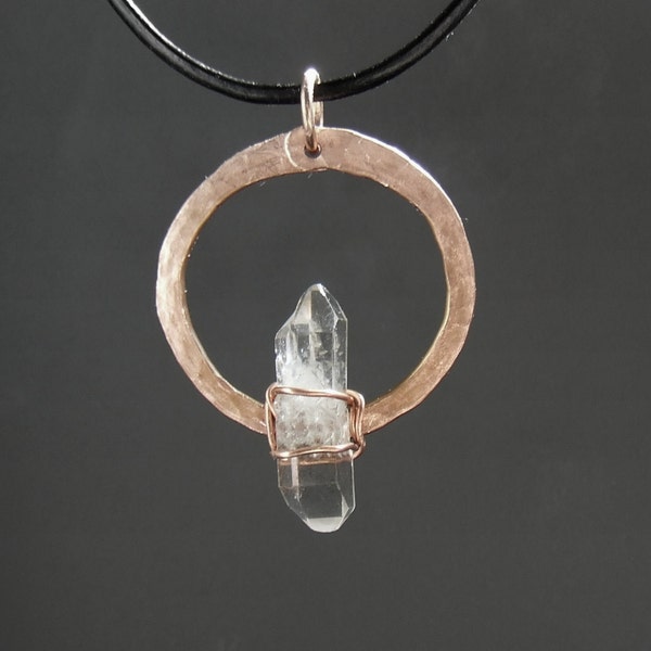 Tribal jewelry, rough necklace, Herkimer diamond stone necklace, Rough rock crystal pendant, minimal natural geometric jewely