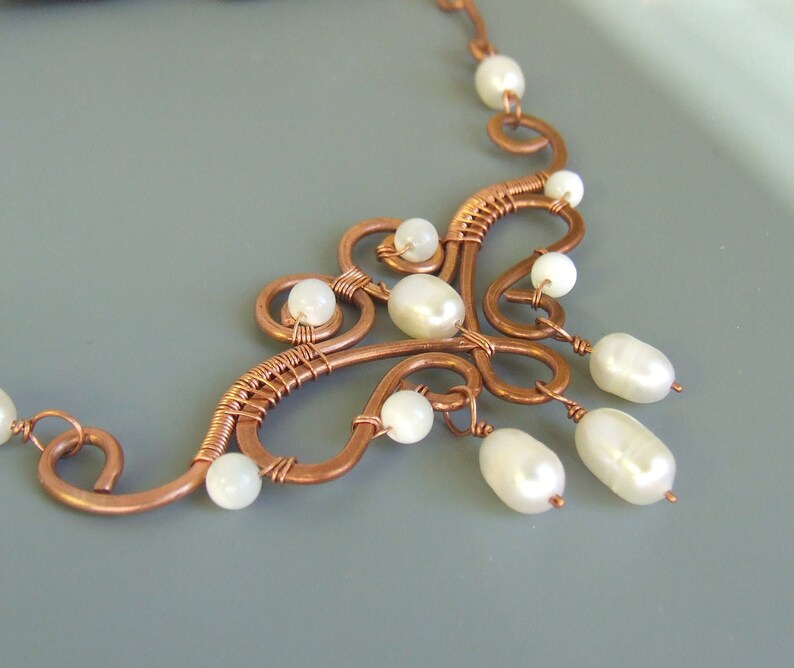 Pearl June Birthstone Necklace Copper Anniversary Gift Etsy