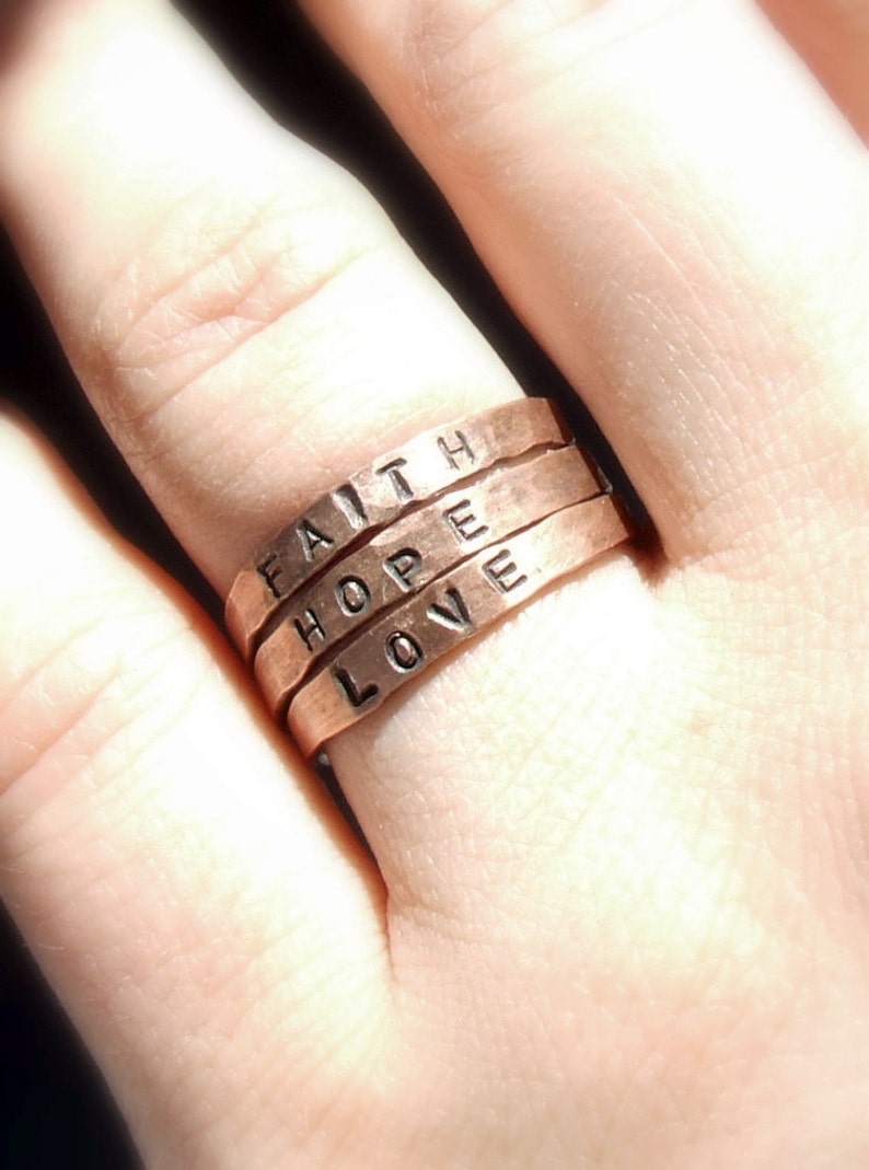 Personalized Stacking Ring Faith Hope Love Jewelry Etsy