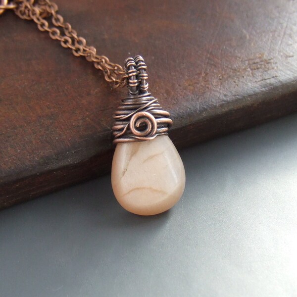 Real moonstone necklace, eye drop peach moonstone jewelry, mothers day gift, traditional wedding stone necklace MADE TO ORDER listing