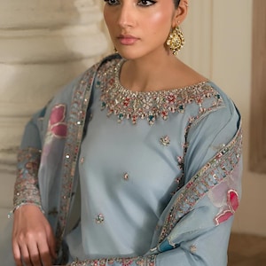 Customized Pakistani Nikkah Salwar Kameez Wedding Wear Dress, Indian Bridal Sharara or Gown dress, Designer Mehndi Engagement Guest Outfit