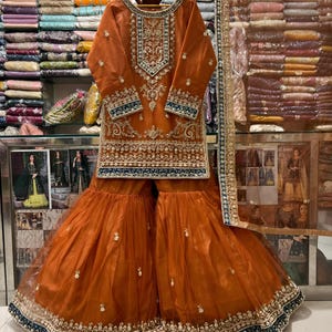 Custom Stitch Pakistan Indian Women Graraha, Maria B Designer, Hand Made Lehenga, Fully Embroidered, Wedding Wear, Ready Made, Formal Event.