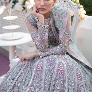 Custom Stitch Pakistan Indian Women Maxi, Maria B Designer, Hand Made Lehenga, Fully Embroidered, Wedding Wear, Ready Made, Formal Event.