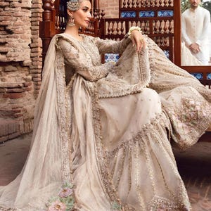 Custom Stitch Pakistani Nikkah Kameez Gharara Wedding Outfit,Bridal Dress,Wedding Guest Dress