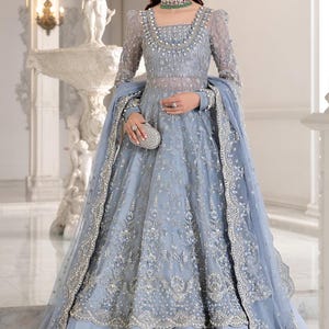 Custom Stitch Pakistan Indian Women Maxi, Maria B Designer, Hand Made Lehenga, Fully Embroidered, Wedding Wear, Ready Made, Formal Event.