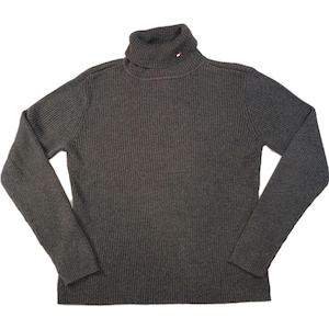 Vintage Tommy Hilfiger Ribbed Turtleneck Sweater Gray Women&#39;s Large 2001 Preppy