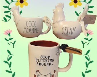Rae Dunn Farm Life Rae Dunn Farm Life Chicken Creamer Punny Farmhouse Mugs Rustic Rooster Kitchenware