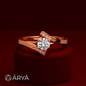 Lab-Grown Round Diamond Twist Engagement Ring | 14K, 18K Gold Solitaire with Accent Stones | Ethical Wedding or Anniversary Ring | Christmas