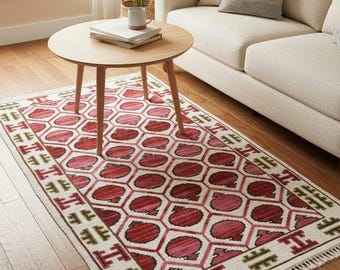 Hand-Knotted Wool Runner Rug: Eros Red, Turkish Design